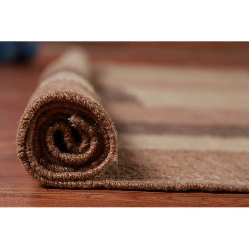 Hand Woven Oriental 100% Jute Carpet Southwestern Modern Brown Kilim Area Rug - 13' 4'' X 9' 10''