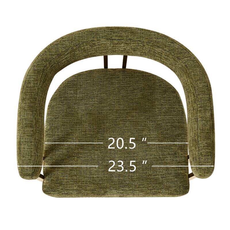 25" Seat Height Upholstered Chenille Gold Matel Counter Stool