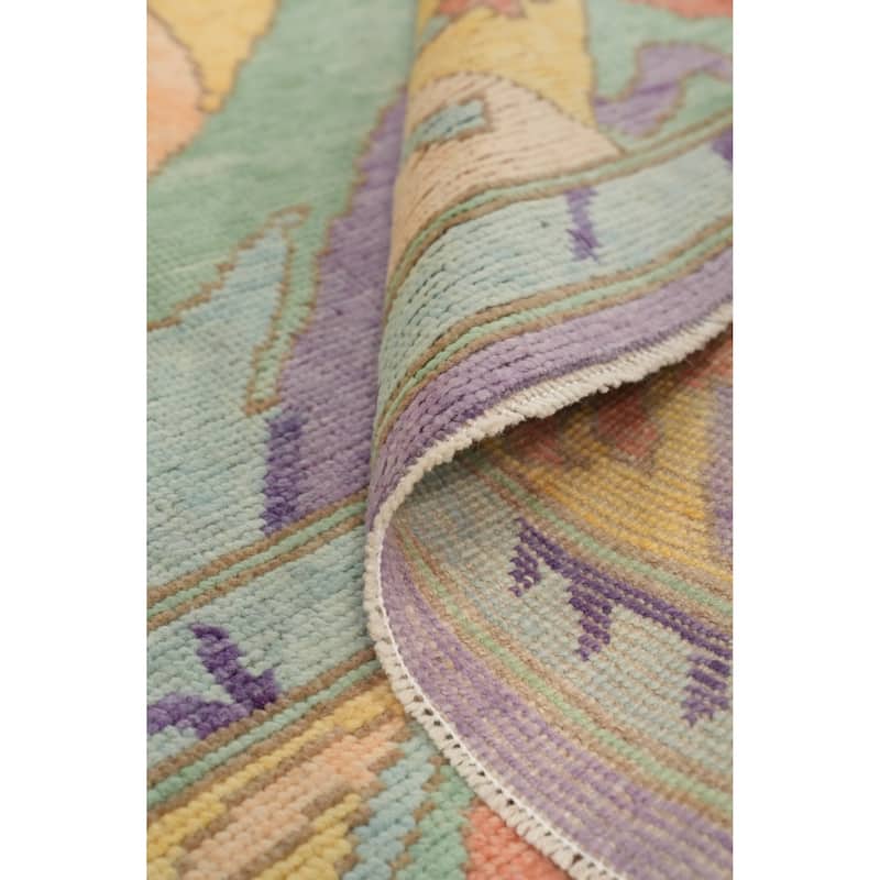 Hand Knotted Oriental 100% Wool Carpet Transitional Geometric Purples Oushak Area Rug - 8' 6'' X 6' 1''