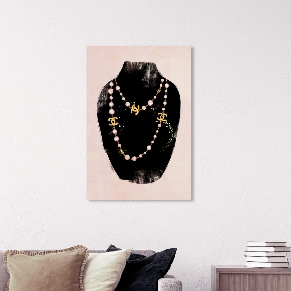 Wynwood Studio 'Necklace Display' Fashion and Glam Wall Art Canvas Print Jewelry - Black, Gold