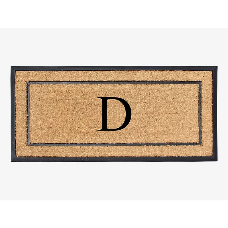 A1HC Natural Coir Monogrammed Door Mat for Front Door, Durable Large Outdoor Rug, Heavy Duty Welcome Doormat - 24" X 48" - D