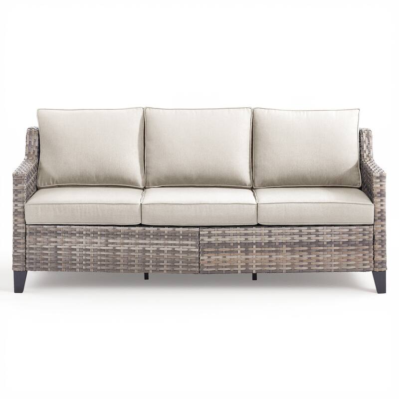 Pocassy Wicker Patio Sofa Glider Swivel Chair Ottoman Furniture Set.