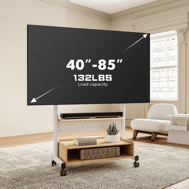 FITUEYES Rolling Floor TV Stand Mount for 40-85 Inch TVs