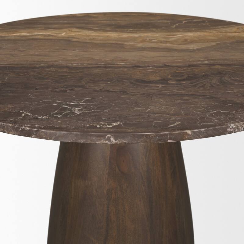 Allyson Round Genuine Marble Pedestal Dining Table