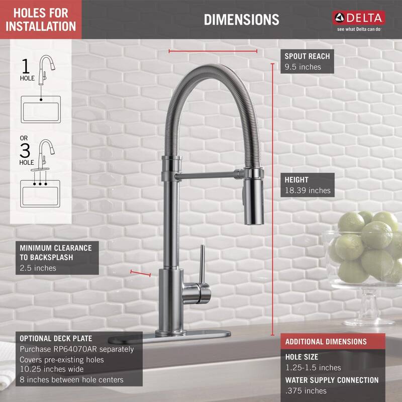 Delta Trinsic Pro Pre-Rinse Pull-Down Kitchen Faucet with Magnetic