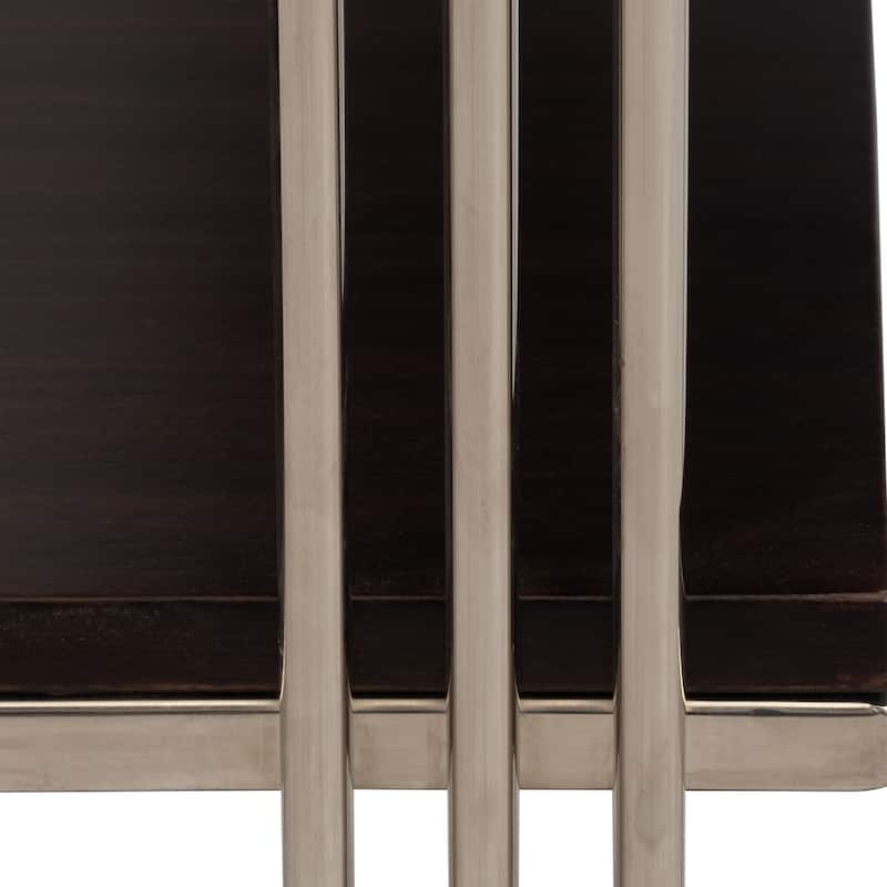 Metal and Mango Wood Three-Tier Accent Table - 20" x 15" x 24"