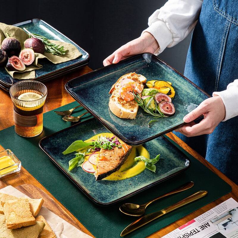 vancasso Stern Reactive Glaze Stoneware Dinnerware Set, Service for 4