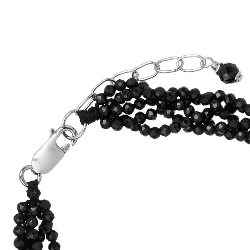 925 Sterling Silver Black Spinel Beaded Bracelet