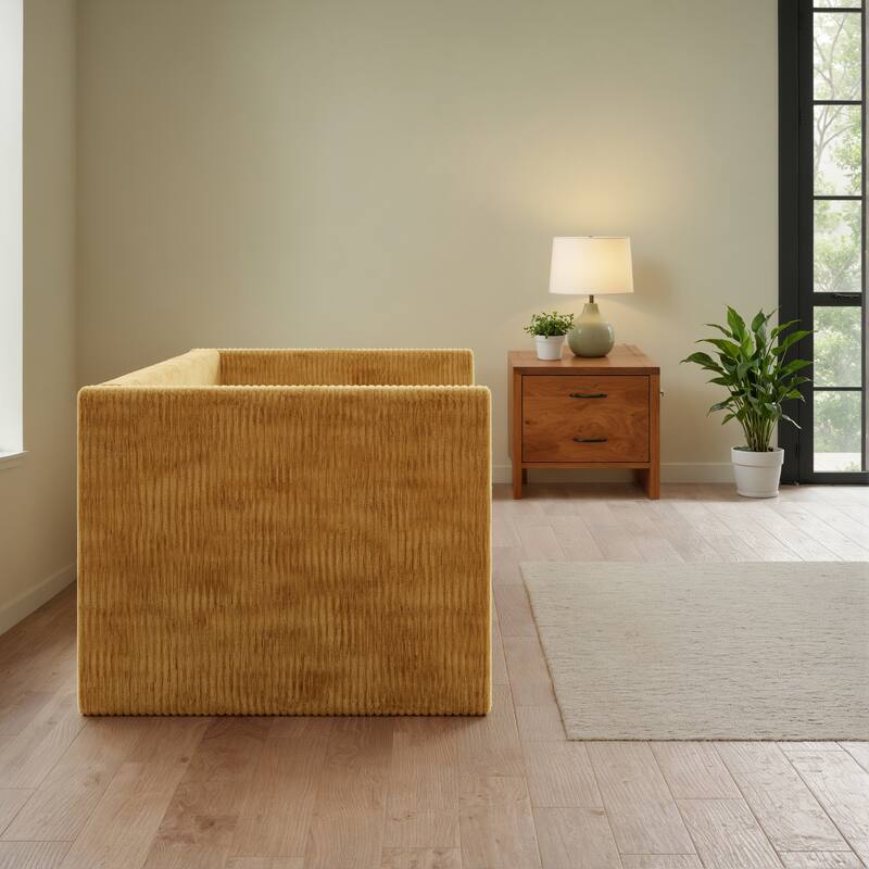 Corvus Somme Corduroy Upholstered Daybed with Trundle