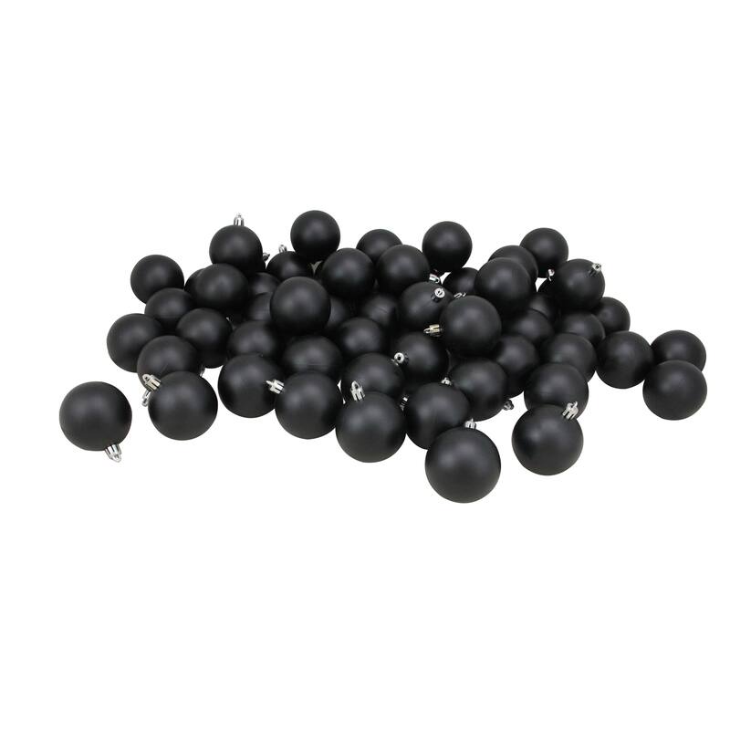 60ct Jet Black Shatterproof Matte Christmas Ball Ornaments 2.5 inches