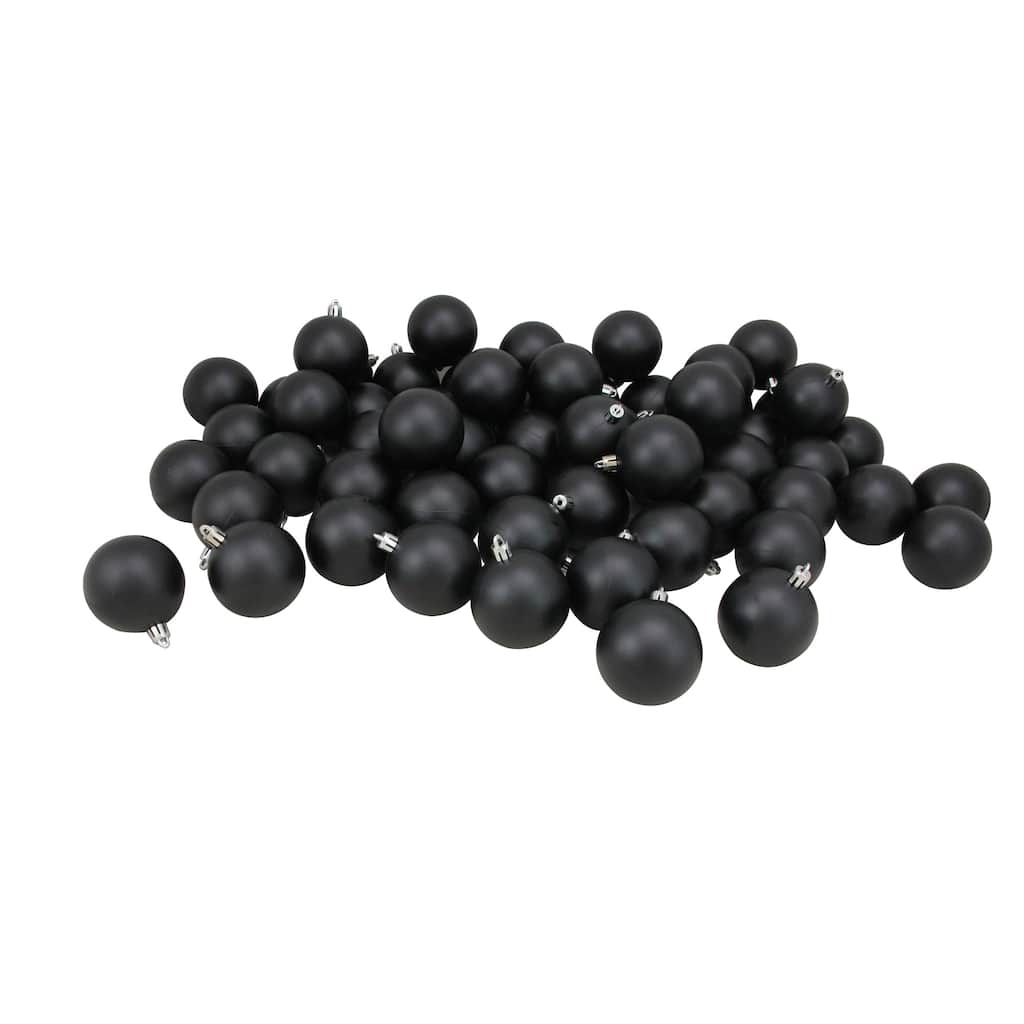 60ct Jet Black Shatterproof Matte Christmas Ball Ornaments 2.5 inches