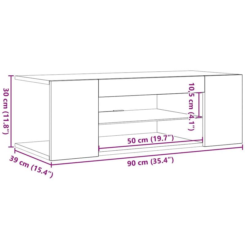 vidaXL TV Cabinet Smoked Oak Engineered Wood 35.4 x 15.4 x 11.8 in - 35.4 x 35.4 x 11.8 in