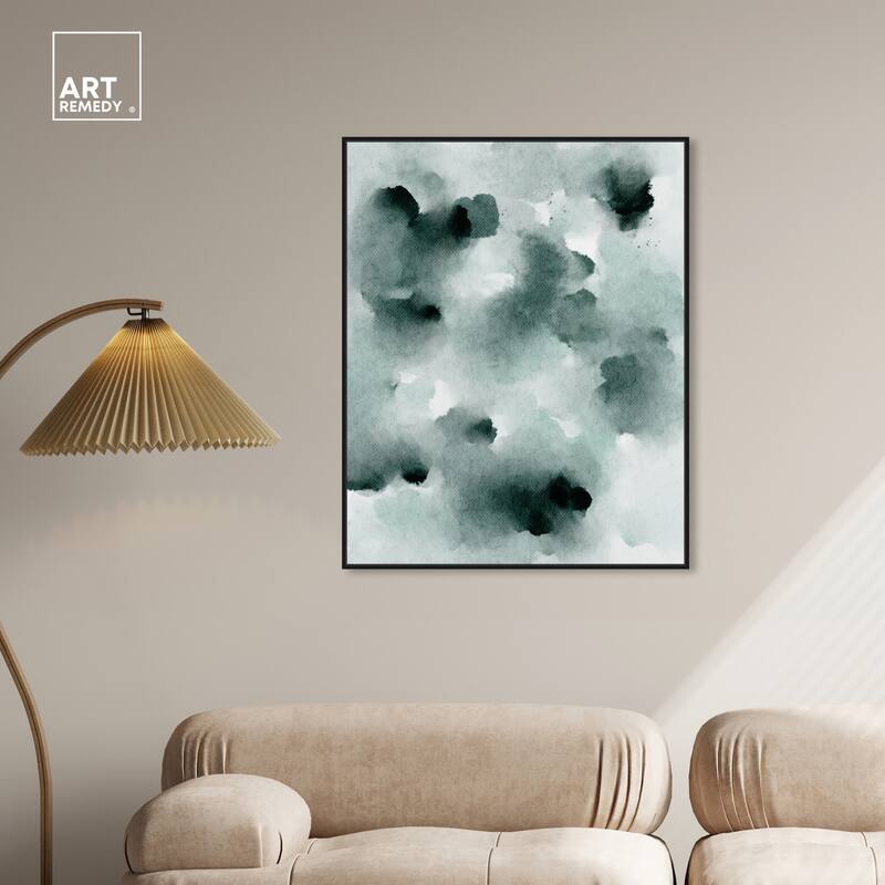 Art Remedy Diluted Smoke In The Snow Framed Watercolor Boho Abstracts