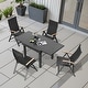 preview thumbnail 16 of 19, 5/7/11PC Outdoor Aluminum Expandable Rectangle Patio Dining Table with Folding Chairs 5PC-DarkGrey-Table&Black-Chair