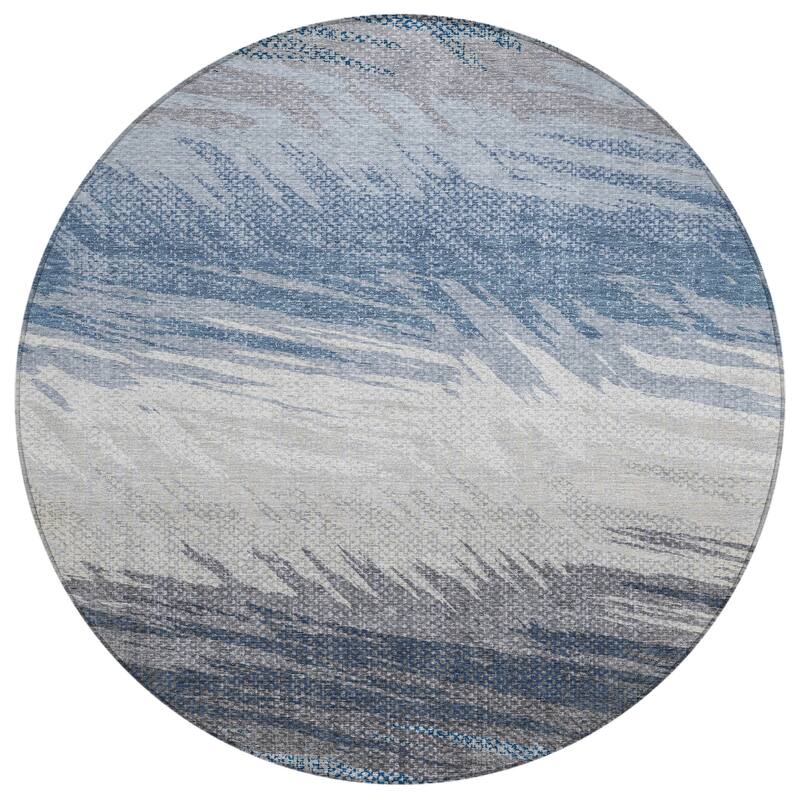 Machine Washable Indoor/ OutdoorAbstract Brushstrokes Chantille Rug