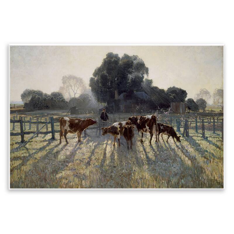 Stupell Elioth Gruner Morning Cows Wall Plaque Art Design By Arlington Prints - 15 x 10