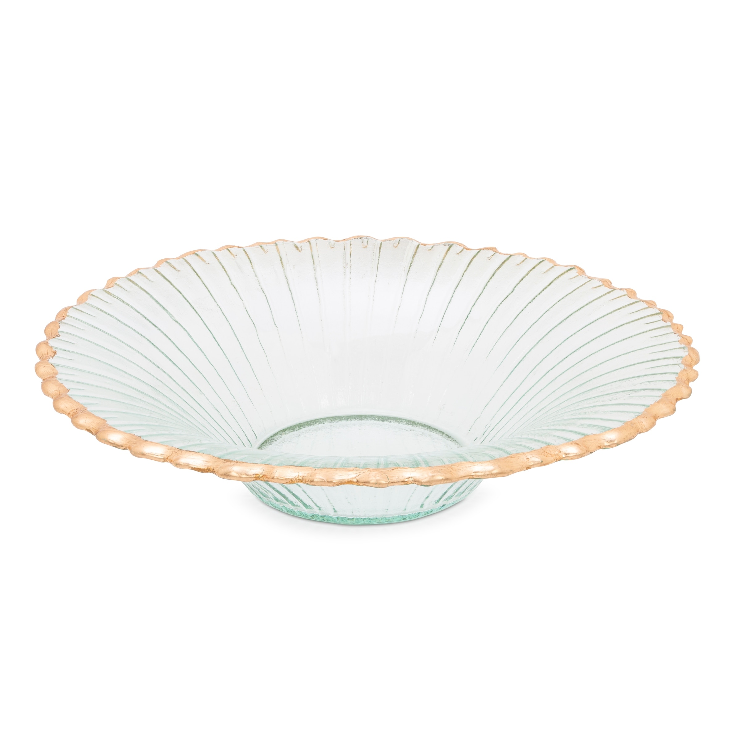 Alice Pazkus 12"D Glass Ruffle Bowl With Gold Edge
