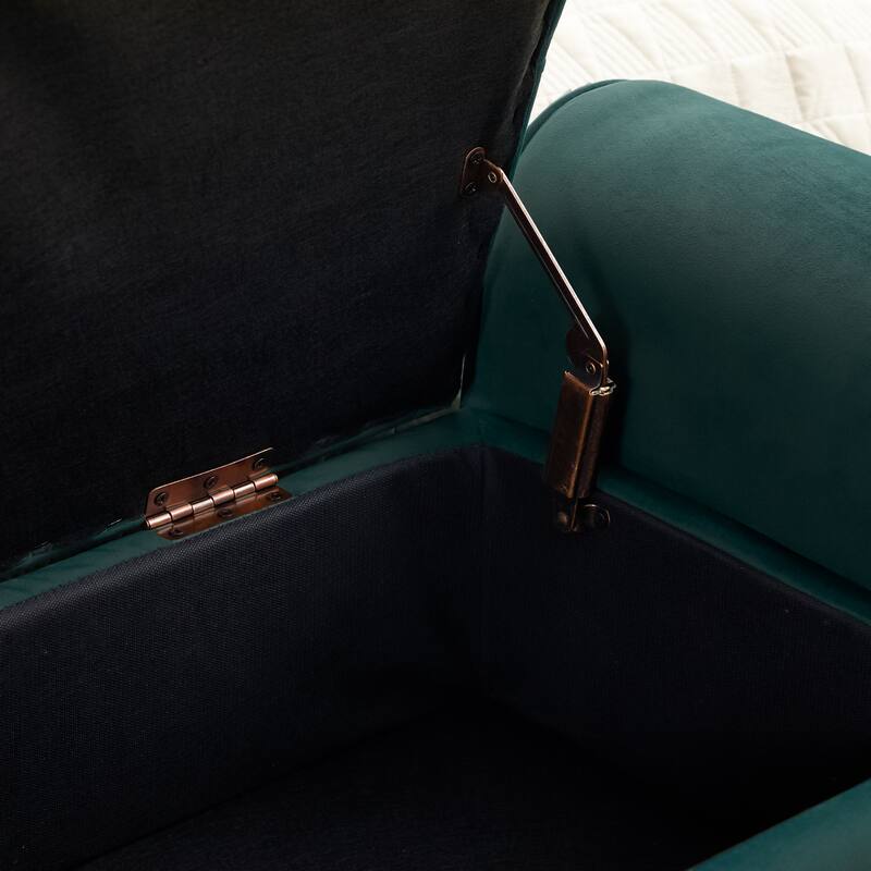 Velvet Storage Bench With Rubber Wood Legs for Bedroom