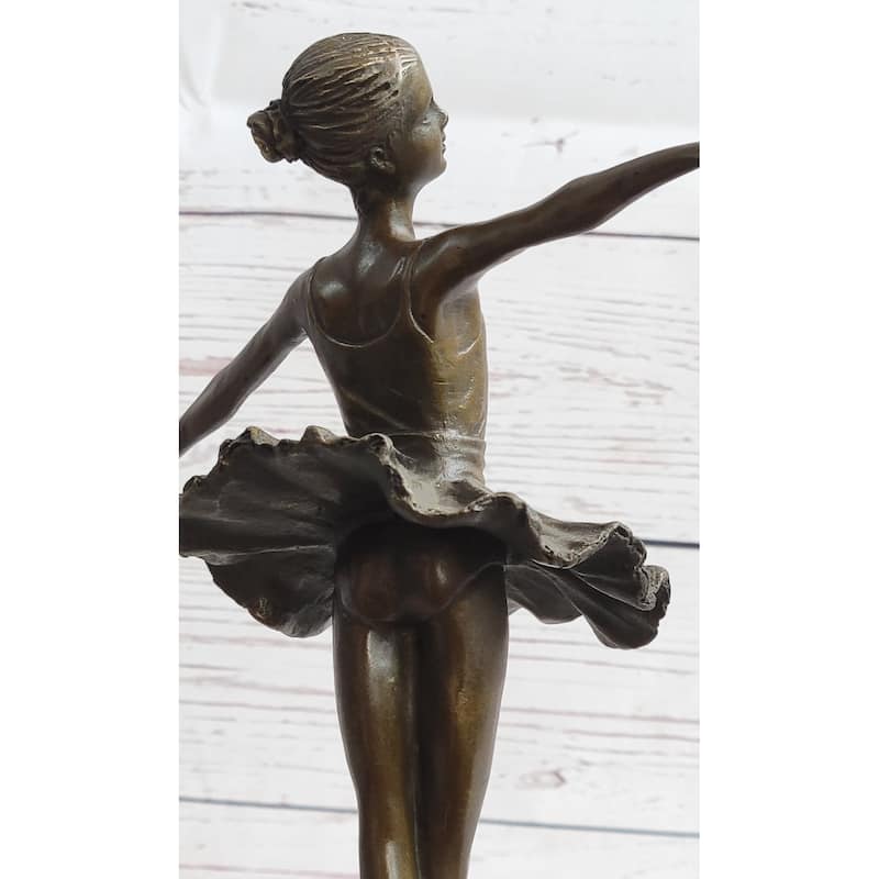 Ballerina On Tip Toes With Outstretched Arms Bronze Sculpture Statue Trophy Ballet Dancer