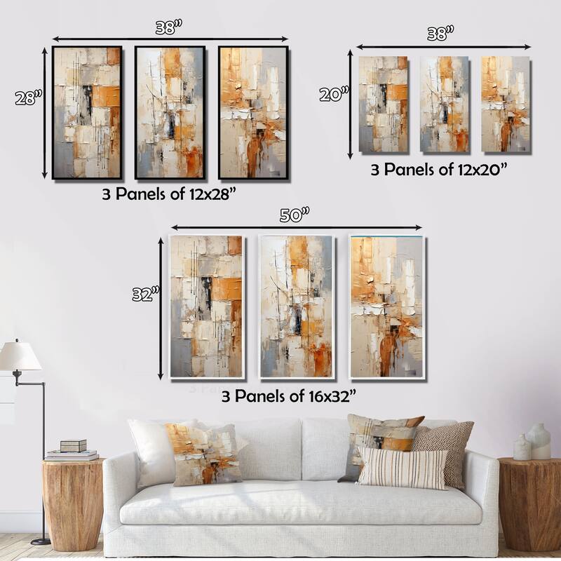 Designart "Abstraction I" Abstract Framed Wall Art Set Of 3 Frame Gallery Wall Set For Home Decor