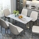 preview thumbnail 12 of 25, 55” Rectangular Kitchen Dining Table Sintered Stone Tempered Glass Top with Metal Frame Table
