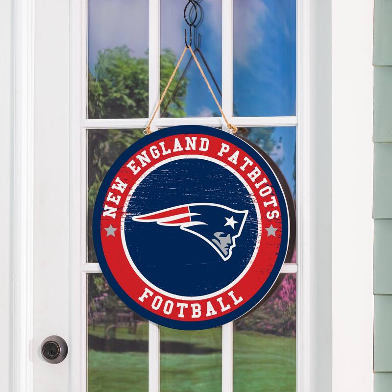 New England Patriots Wooden Door Decor Wall Sign - Multi-Color