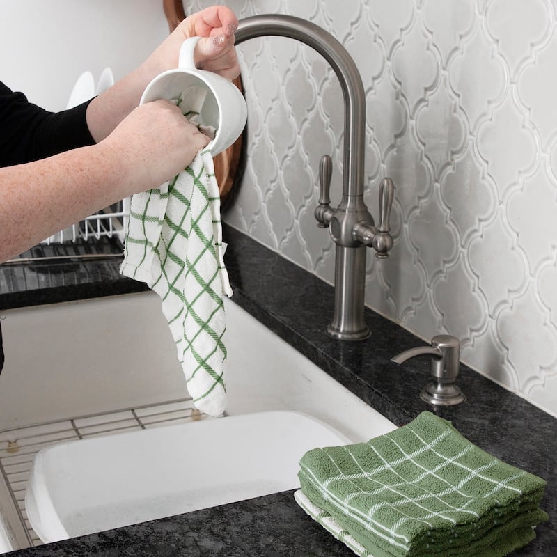 Terry Check Kitchen Towel, 6-Pack