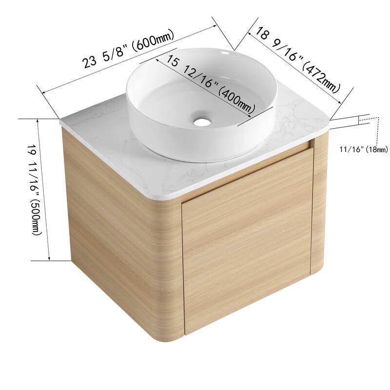 Bathroom Vanity With Sink In 24/30 Inch, Floating Bathroom Vanity With Soft Close Door