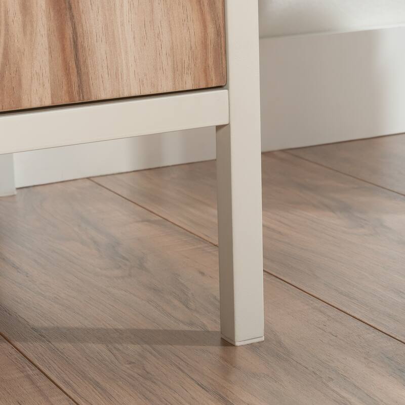 Wood Bookcase with Doors, Brown - 32.99" W x 17.13" D x 75.98" H