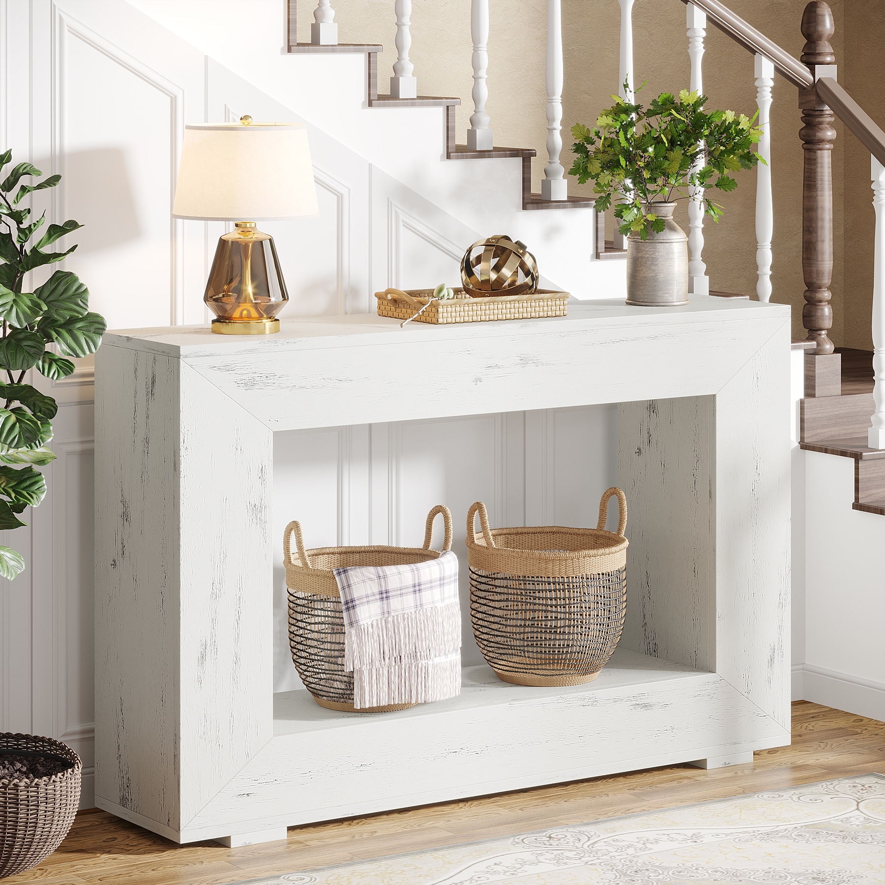 47 Inches Narrow Wood Console Table with Storage - 47.24" W x 29.1" H x 11.81" D