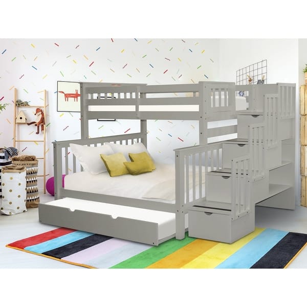 Taylor & Olive Trillium Twin over Full Stairway Bunk Bed, Full Trundle