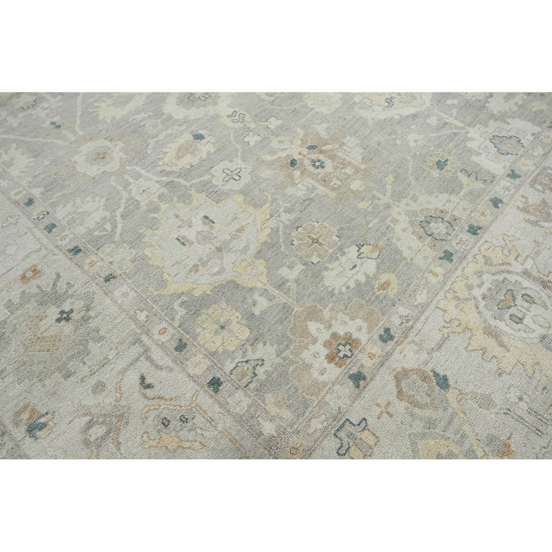 Hand Knotted Afghan Oushak Wool Traditional Oriental Area Rug Gray - 10' x 13' 10''