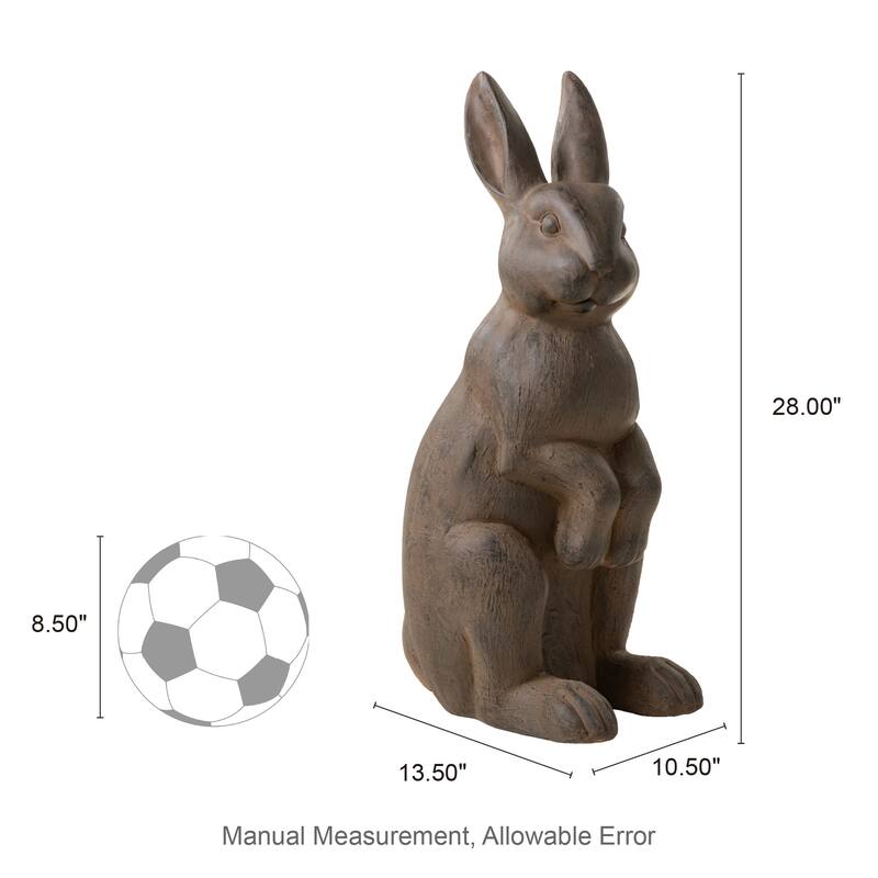 Glitzhome MgO Standing Rabbit Bunny Garden Yard Statue Indoor Figurines