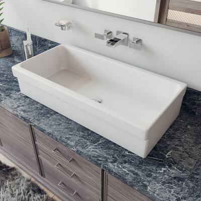 ALFI brand White Fireclay 36-inch Above-mount Trough Bath Sink