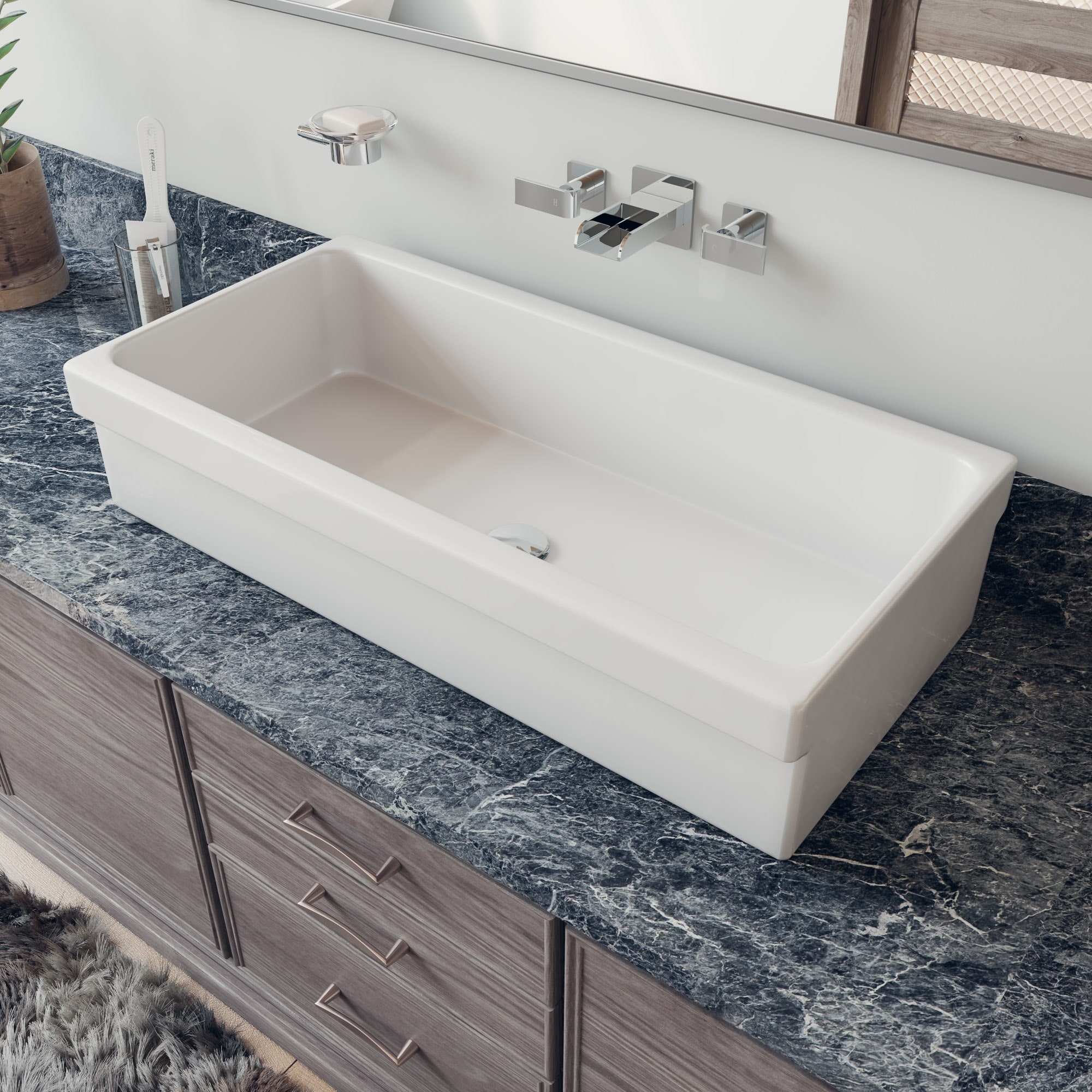 ALFI brand White Fireclay 36-inch Above-mount Trough Bath Sink