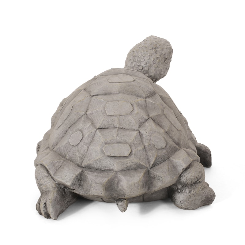 Roomfitters Outdoor Turtle Garden Statue, 15-Inch Cast Stone Decorative Sculpture in Lightweight Concrete, Dark Gray