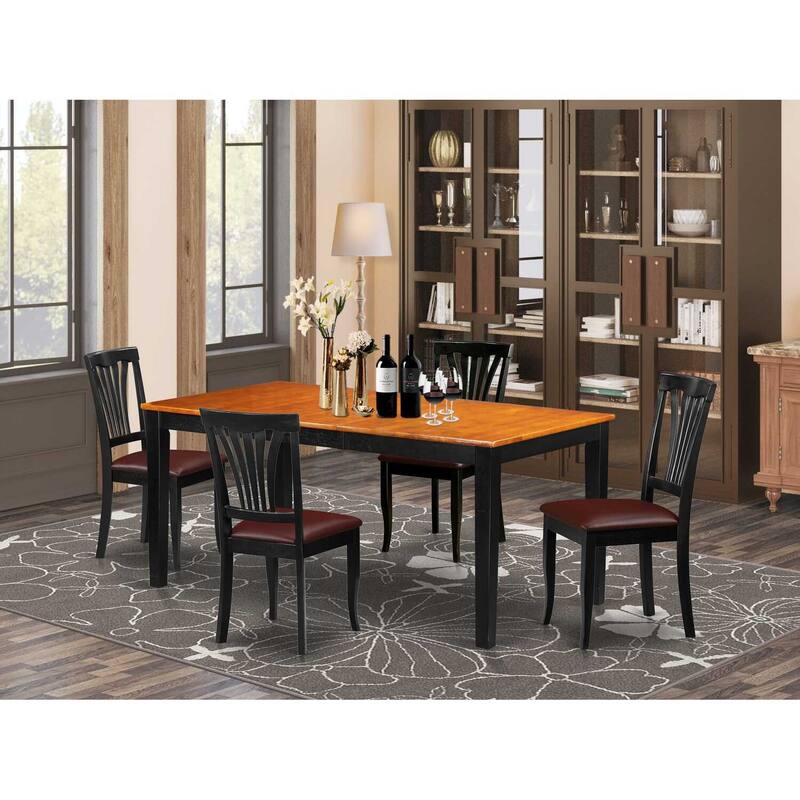 HomeStock 5-Pc Black and Cherry Finish Solid Wood Top - Dining Room Set - Seats 4