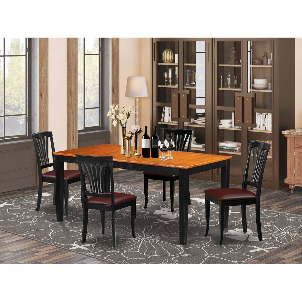 HomeStock 5-Pc Black and Cherry Finish Solid Wood Top - Dining Room Set - Seats 4