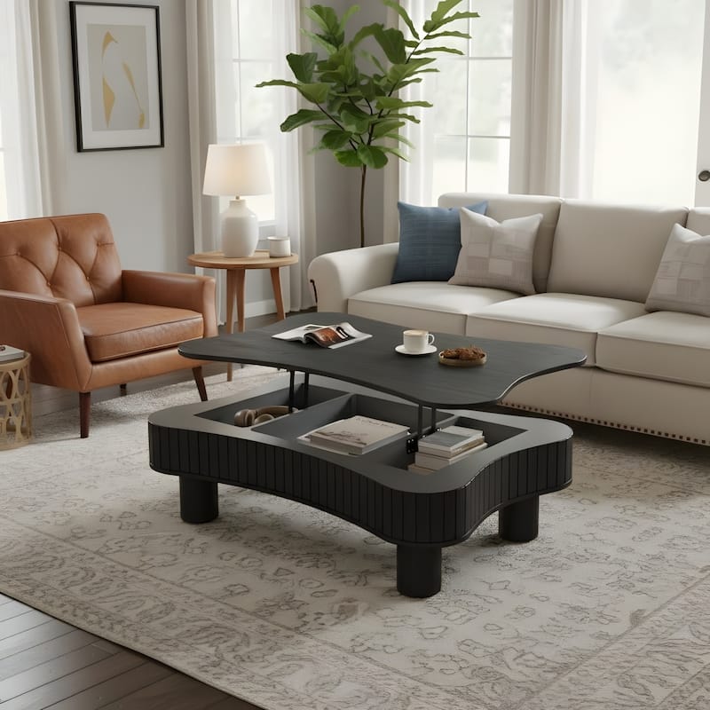 Rustic Lift Top Coffee Table with Hidden Storage