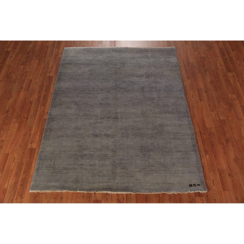 Gray Modern Gabbeh Oriental Area Rug Handmade Wool Carpet - 5'0" x 6'6"