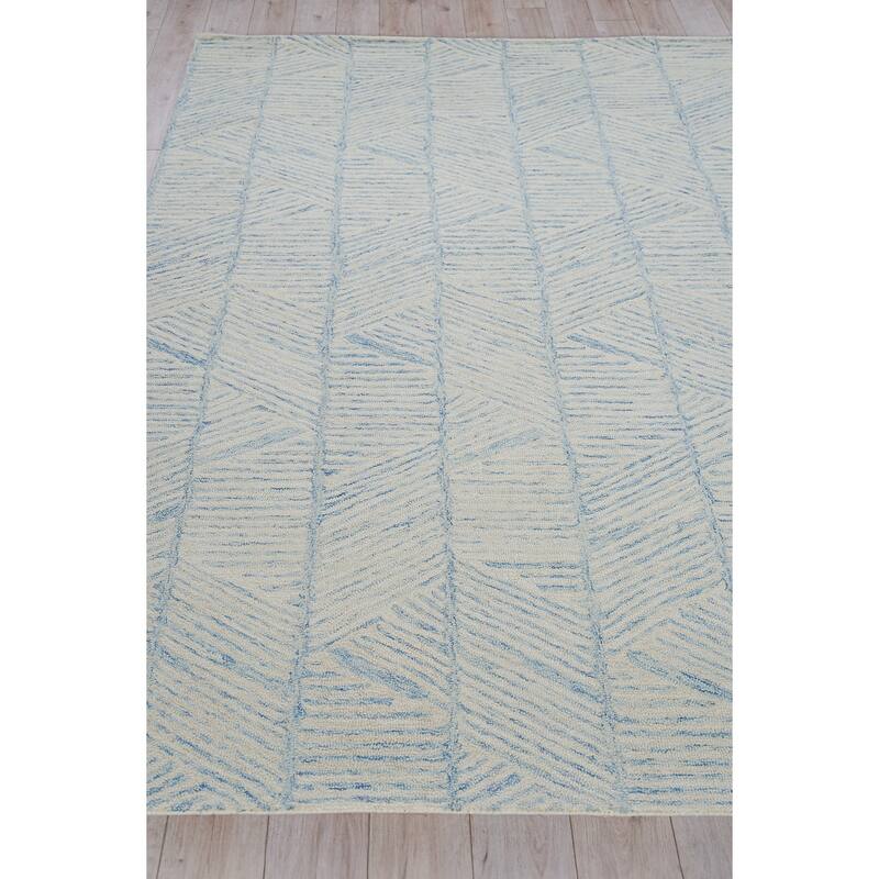 Exquisite Rugs Kascata Handmade Hand-tufted New Zealand Wool on Canvas Blue/Ivory Area Rug