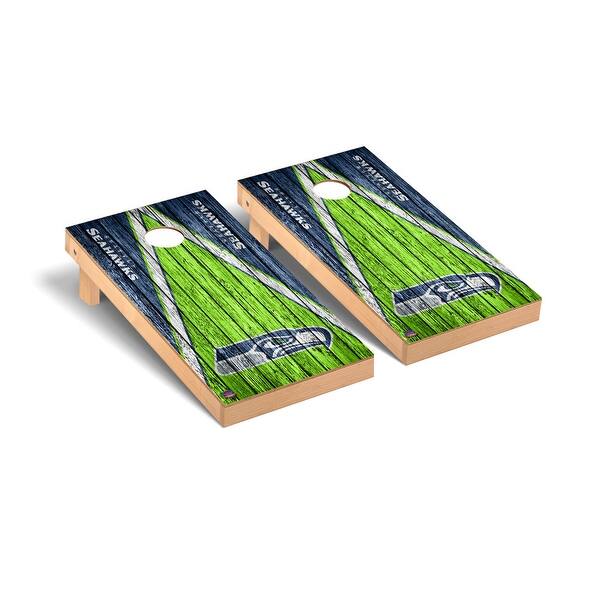 slide 2 of 5, Seattle Seahawks NFL Football Triangle Cornhole Board Set Include Carrying Case