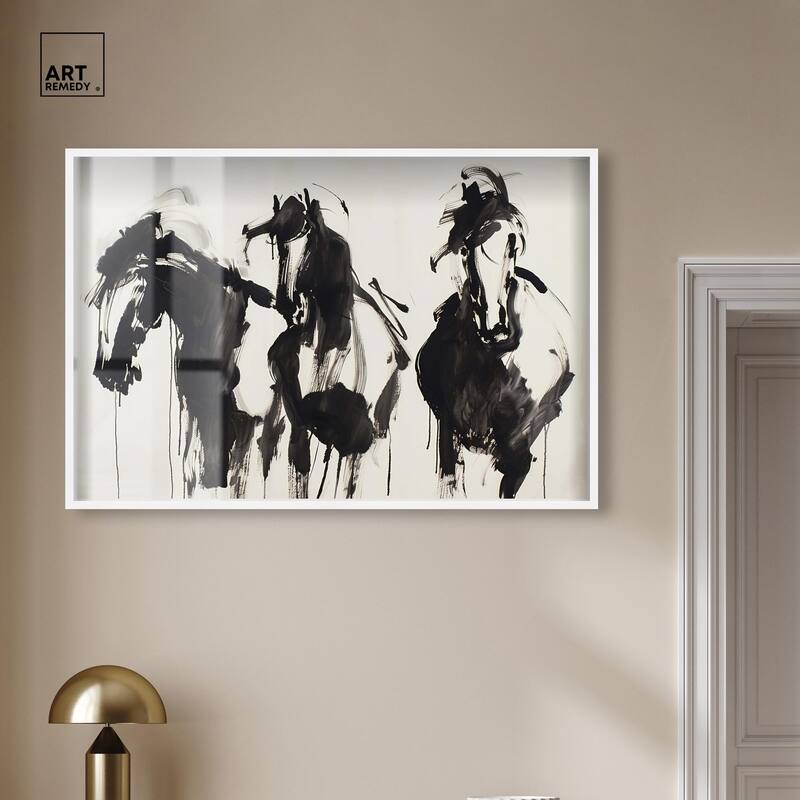 Horses in Ink Shadowbox by Art Remedy