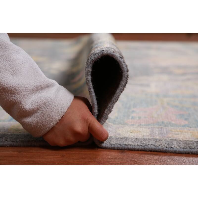 Hand Knotted Oriental 100% Wool Carpet Transitional All-Over Navy Blue & Blues Oushak Area Rug - 10' 0'' X 8' 2''