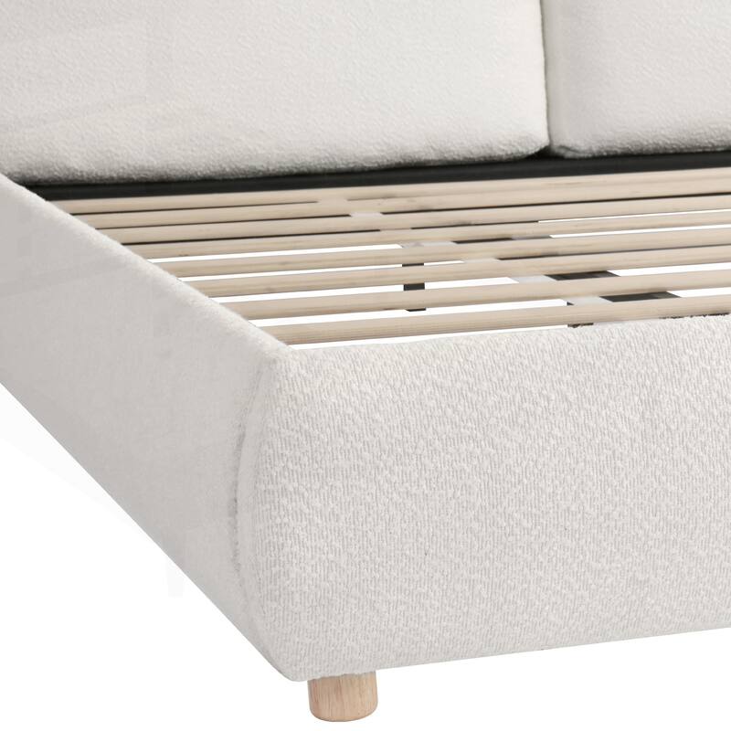 Luxurious Upholstered Platform Bed with Removable Pillows and Stylish Headboard