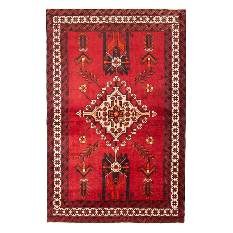 ECARPETGALLERY Hand-knotted Andelz Dark Red Wool Rug - 4'2 x 6'6