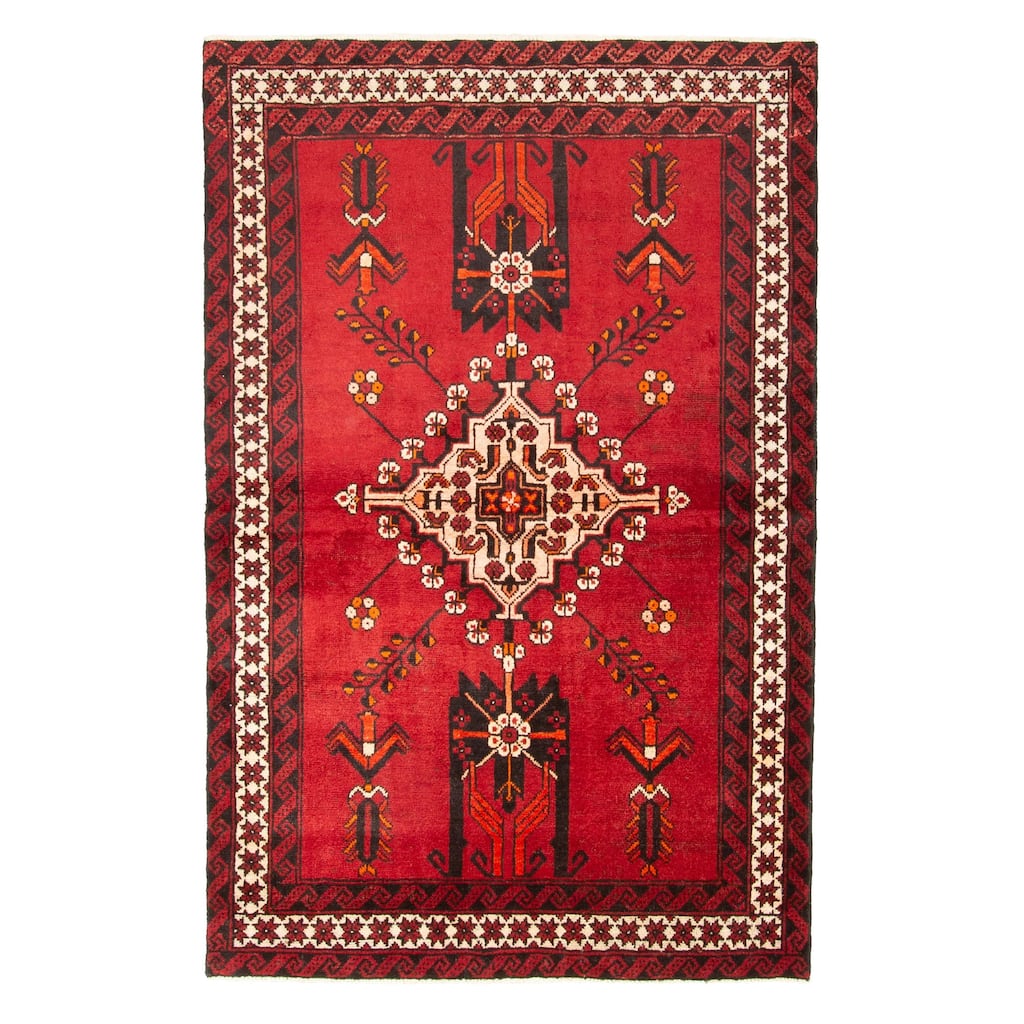 ECARPETGALLERY Hand-knotted Andelz Dark Red Wool Rug - 4'2 x 6'6