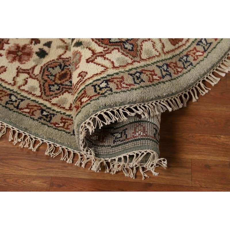 Heriz Serapi Indian Round Rug Hand-Knotted Wool Carpet - 7'10"x 7'10"