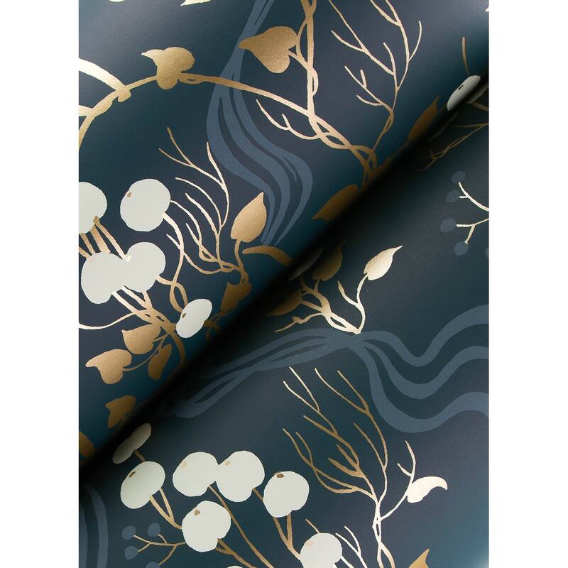A-Street Prints Linden Navy Jungle Canopy Wallpaper