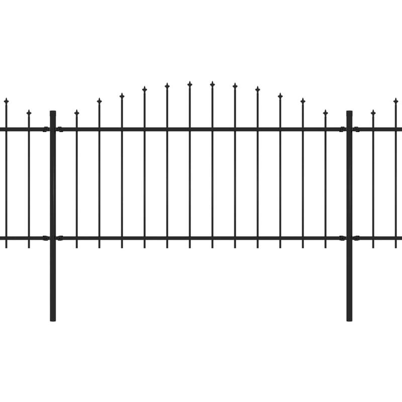 vidaXL Garden Fence with Spear Top Steel 11.2' Black